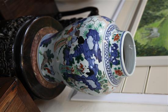 A Chinese wucai large jar and cover, in transitional style, 46.5cm
